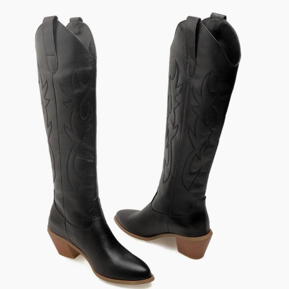 Liuruijia Black embroidered cowboy cowgirl western boots NEW Women's Size 7